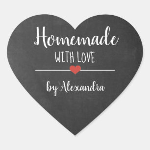 Pegatina En Forma De Corazón Homemade with love chalboard script name