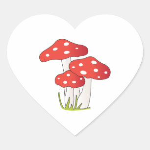 Pegatina En Forma De Corazón Hongos Polka Dot