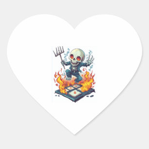 Pegatina En Forma De Corazón Hopscotch de Hell - Funny Demon Skull