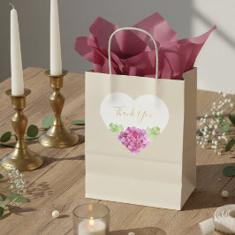 Pegatina En Forma De Corazón Hortensias Tonos Rosas Agradecimiento de Boda Flor