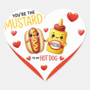 Pegatina En Forma De Corazón Hotdogs y mostaza cute Kawaii