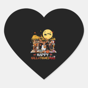 Pegatina En Forma De Corazón Hound de Basset Feliz Hallothanksmas Halloween Gra