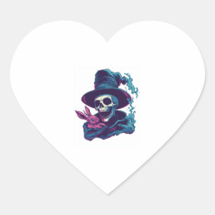 Pegatina En Forma De Corazón Huesos Abra-Cadabra - Funny Magic Skull