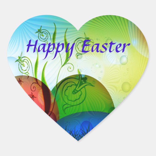 Pegatina En Forma De Corazón Huevos de Semana Santa personalizados (Anverso)