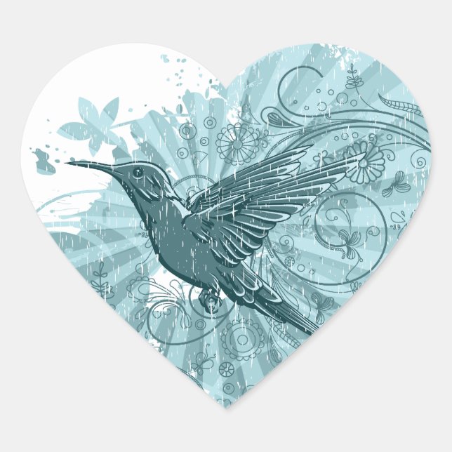 Pegatina En Forma De Corazón Hummingbird (Anverso)