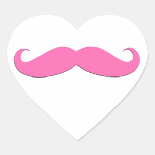 Pegatina En Forma De Corazón Humor de bigote rosa crea el tuyo propio
