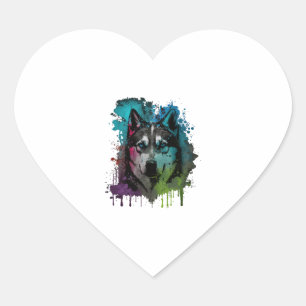 Pegatina En Forma De Corazón Husky Dog