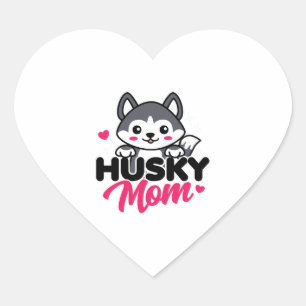 Pegatina En Forma De Corazón Husky Dog Mom Cute Kawaii Design