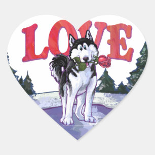 Pegatina En Forma De Corazón Husky El día de San Valentín