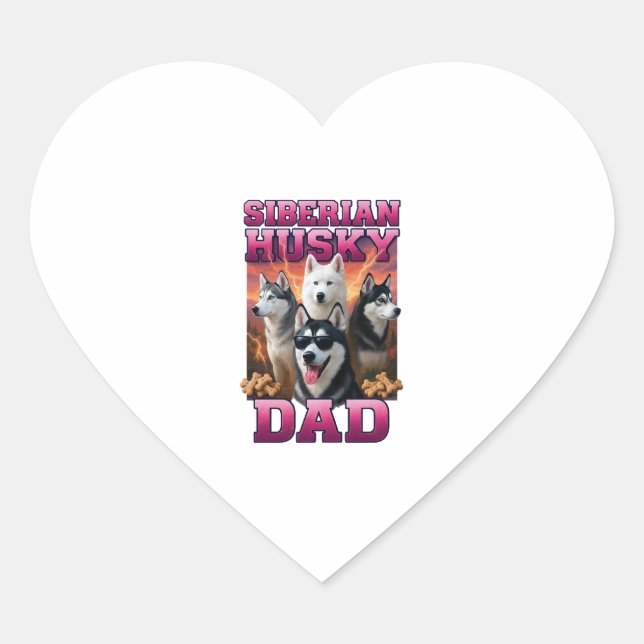Pegatina En Forma De Corazón Husky Siberian (Anverso)