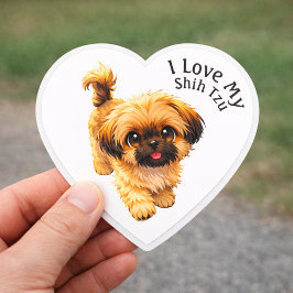 Pegatina En Forma De Corazón I Love My Shih Tzu Dog