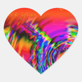 Pegatina En Forma De Corazón "I Love You" (Te amo) diseño abstracto