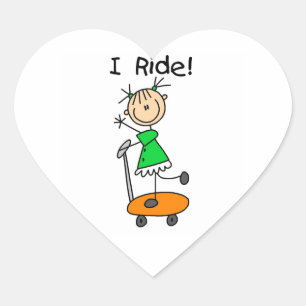 Pegatina En Forma De Corazón I Ride - Chica en Scooter