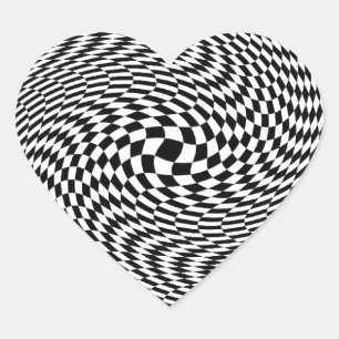 Pegatina En Forma De Corazón Ilusión óptica en blanco y negro