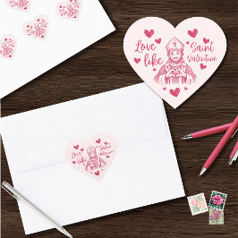 Pegatina En Forma De Corazón Ilustración Católica Corazón Rosa de San Valentín