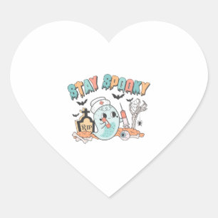 Pegatina En Forma De Corazón Ilustracion de enfermería de Halloween estreno esp