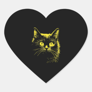 Pegatina En Forma De Corazón Ilustracion de gato