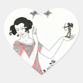 Pegatina En Forma De Corazón ilustracion de moda de moda de los años 20 Cupido 