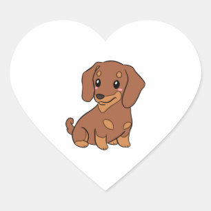 Pegatina En Forma De Corazón Ilustracion de perro de Dachshund