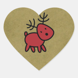 Pegatina En Forma De Corazón Ilustracion de renos de Navidades rojos
