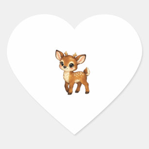 Pegatina En Forma De Corazón Ilustración de vivero de ciervos del bosque de dib