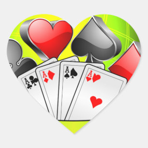 Pegatina En Forma De Corazón Ilustracion del casino con los elementos de juego