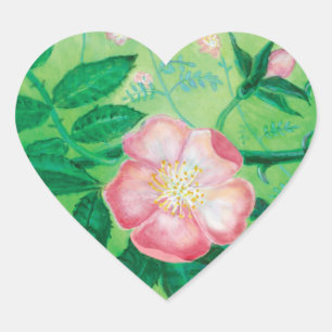 Pegatina En Forma De Corazón Ilustracion Rosa salvaje rosado