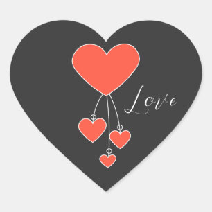 Pegatina En Forma De Corazón Ilustracion simple con corazones escarlatos Amor
