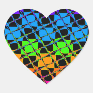 Pegatina En Forma De Corazón Imagen de espejo de arcoíris multicolor a cuadros