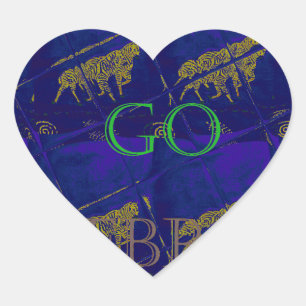 Pegatina En Forma De Corazón Impresión abstracta azul francés "Let's Go Zebra"