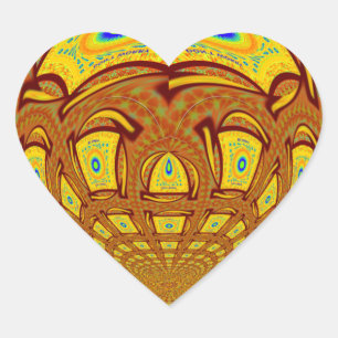 Pegatina En Forma De Corazón Impresión artística de guante de béisbol amarillo