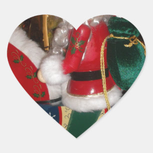 Pegatina En Forma De Corazón Impresión artística de Santa Claus en un caballo c