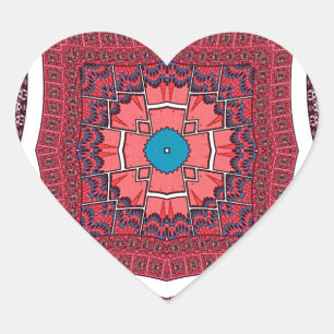 Pegatina En Forma De Corazón Impresión artística del patrón Ajrak de la cultura