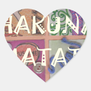 Pegatina En Forma De Corazón Impresión de Arte de Señal de Mano Hakuna Matata