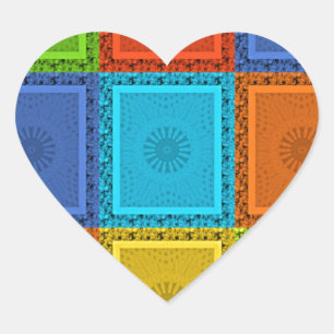 Pegatina En Forma De Corazón Impresión de Arte de Torbellino de Cuadrícula