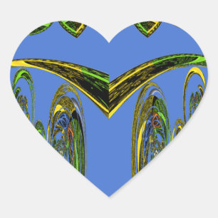 Pegatina En Forma De Corazón Impresión de arte iridiscente con diseño abstracto