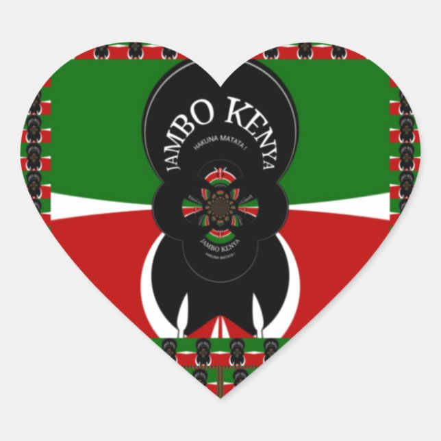 Pegatina En Forma De Corazón Impresión de arte Jambo Kenya (Anverso)