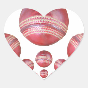 Pegatina En Forma De Corazón Impresión de bolas de cricket para aficionados al