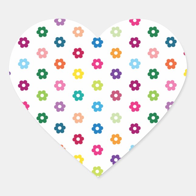 Pegatina En Forma De Corazón Impresión de flor (Anverso)