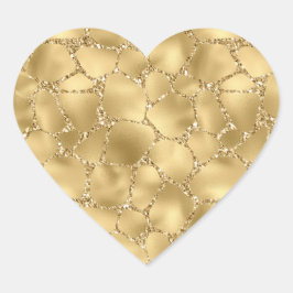 Pegatina En Forma De Corazón Impresión de jirafa de Purpurina de oro