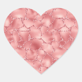 Pegatina En Forma De Corazón Impresión de jirafa Purpurina rosado