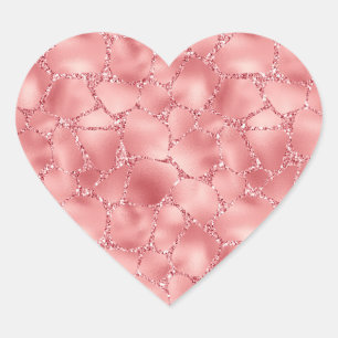 Pegatina En Forma De Corazón Impresión de jirafa Purpurina rosado
