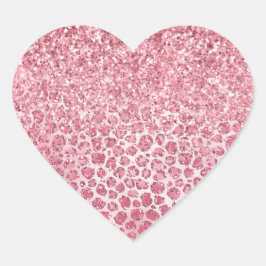 Pegatina En Forma De Corazón Impresión de leopardo de Purpurina de espuma rosad