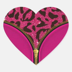 Pegatina En Forma De Corazón Impresión de leopardo de Purpurina Girly