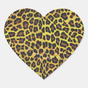 Pegatina En Forma De Corazón Impresión de leopardo marrón y amarillo
