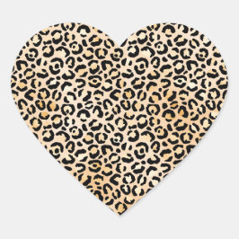 Pegatina En Forma De Corazón Impresión de leopardo negro de paginación