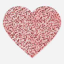 Pegatina En Forma De Corazón Impresión de leopardo rojo de color rosa ocmbre de