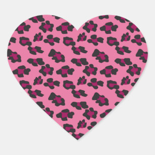 Pegatina En Forma De Corazón Impresión de leopardo rosa