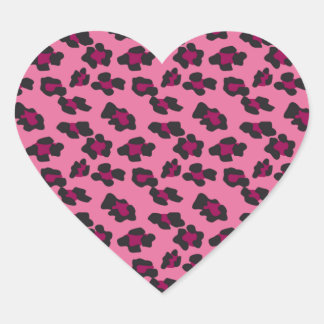 Pegatina En Forma De Corazón Impresión de leopardo rosa