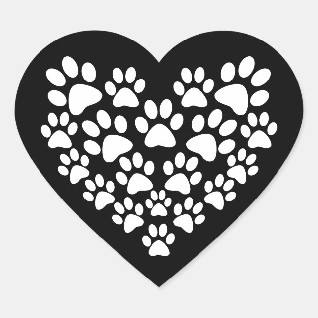 Pegatina En Forma De Corazón Impresión de papel blanco negro (Anverso)